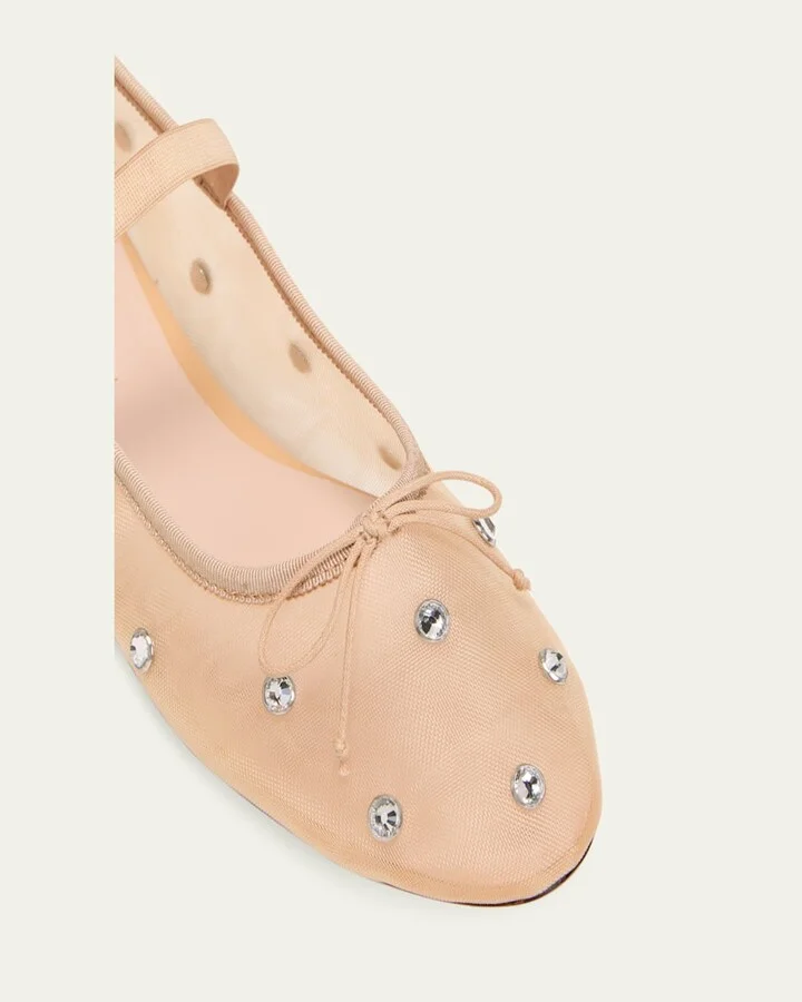 Leonie Crystal Mesh Ballerina Flats - Image 9