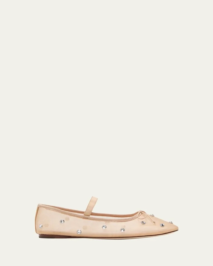 Leonie Crystal Mesh Ballerina Flats