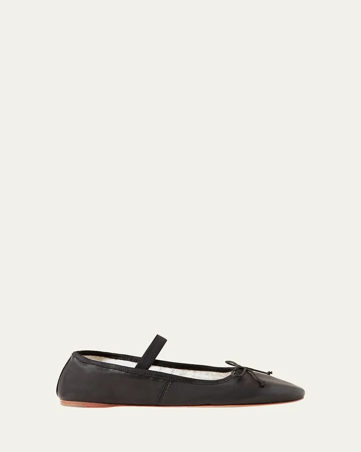 Leonie Lambskin Bow Ballerina Flats