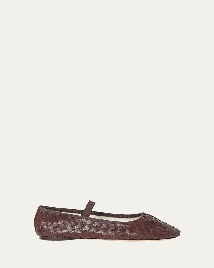 Leonie Woven Lambskin Leather Ballerina Flats