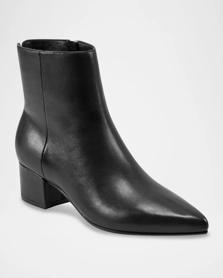 Leonna Leather Block-Heel Ankle Booties - Image 4
