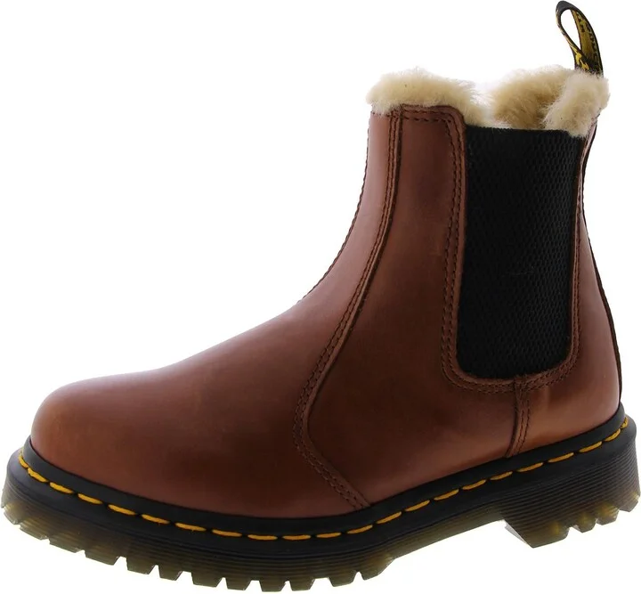 Leonore Womens Leather Faux Fur Chelsea Boots