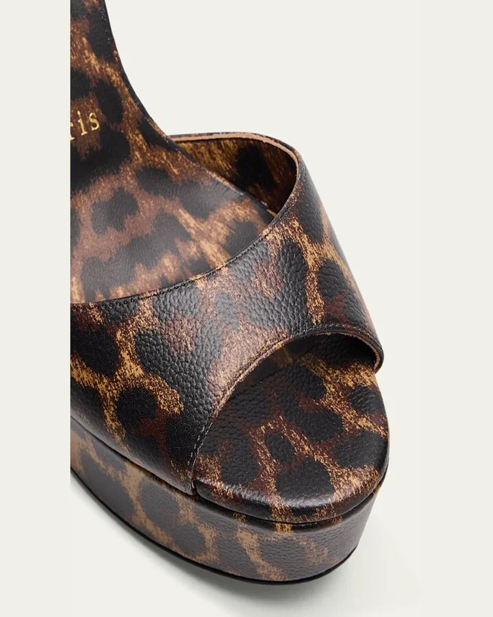 Leopard Ankle-Strap Red Sole Platform Sandals - Image 3