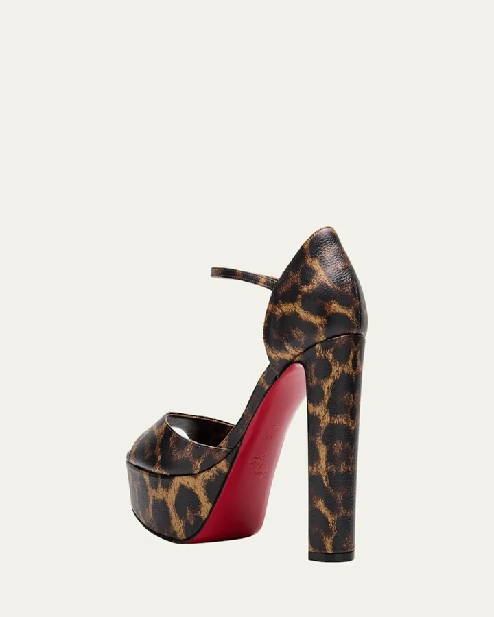Leopard Ankle-Strap Red Sole Platform Sandals - Image 6