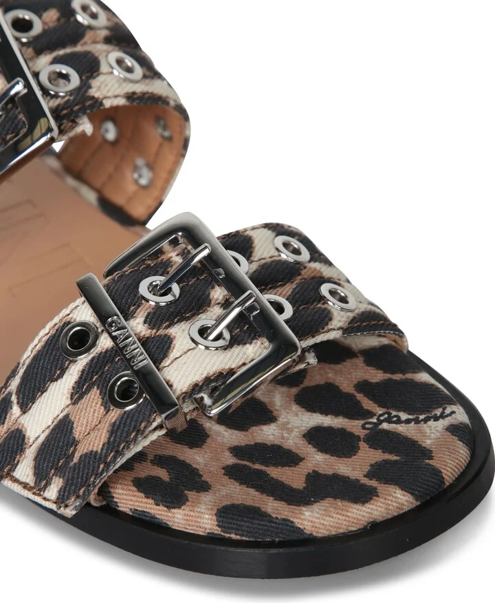Leopard Buckle Slide Sandals - Image 4