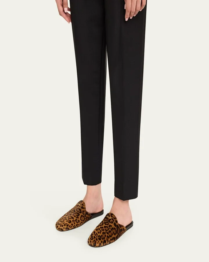 Leopard Calf Hair Flat Mules - Image 3