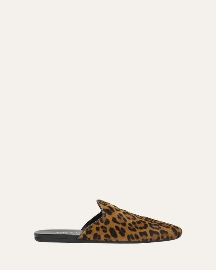 Leopard Calf Hair Flat Mules