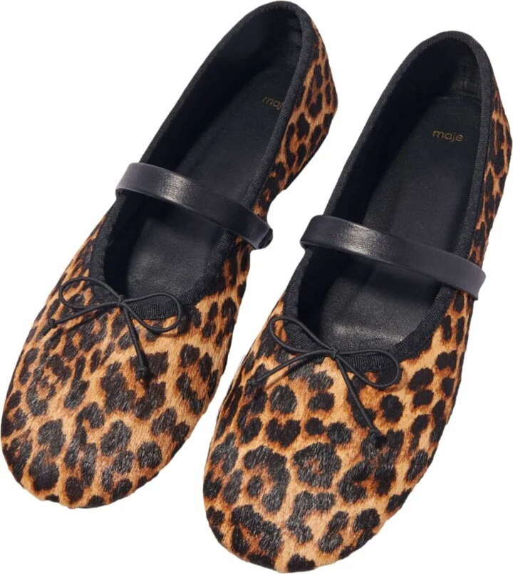 Leopard-effect leather ballet flats - Image 2