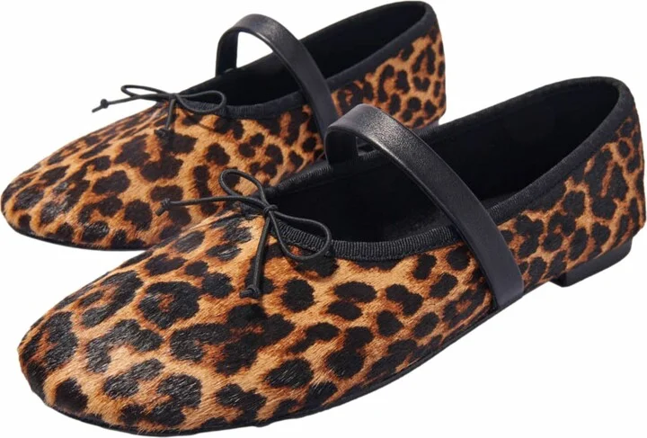 Leopard-effect leather ballet flats - Image 3