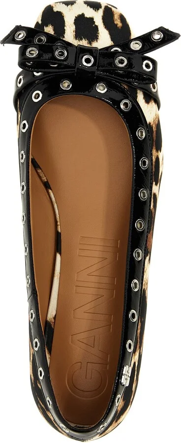 'leopard Eyelets Bow' Ballet Flats - Image 4