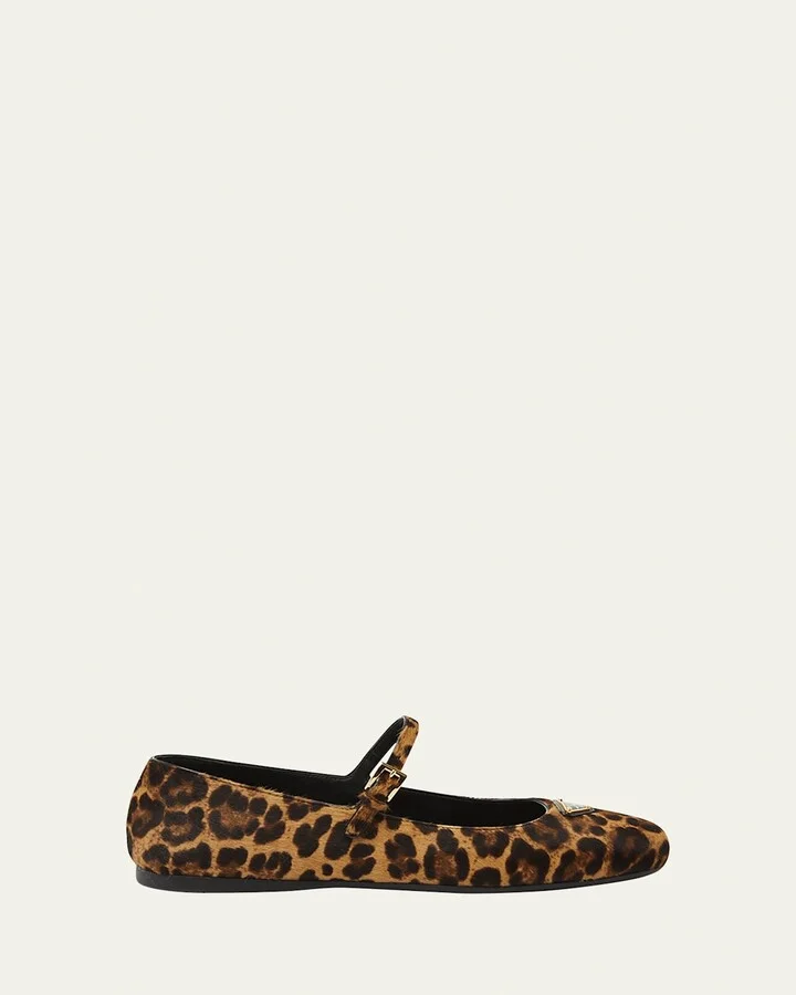 Leopard Mary Jane Ballerina Flats