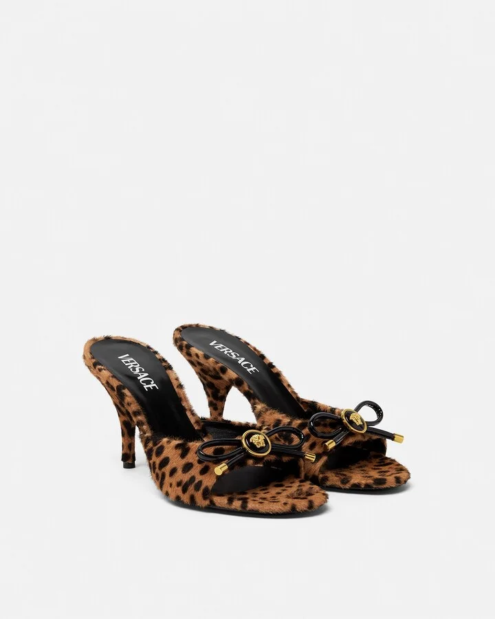 Leopard Opera Bow Mules 85 mm - Image 2