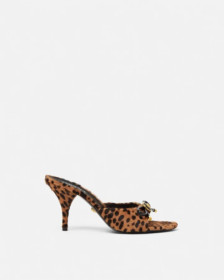 Leopard Opera Bow Mules 85 mm