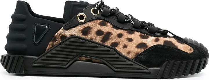 Leopard Panel Low-Top Sneakers