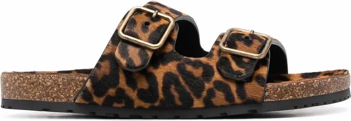 Leopard-Print Buckle Sandals