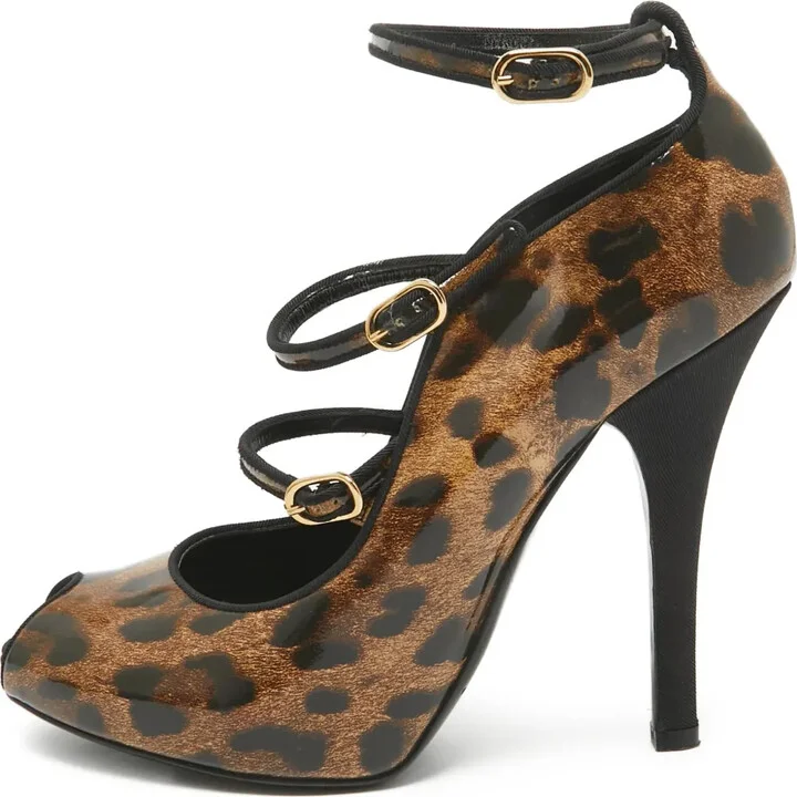 Leopard-Print Buckled Pumps