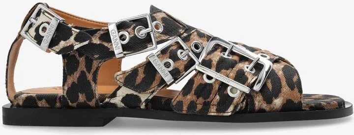 Leopard Print Buckled Sandals