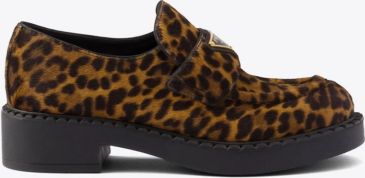 Leopard Print Calf Hair Loafers
