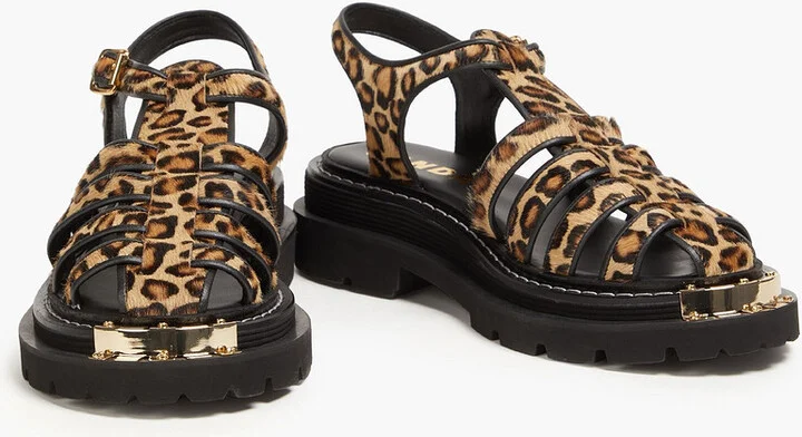 Leopard-print calf hair sandals - Image 2