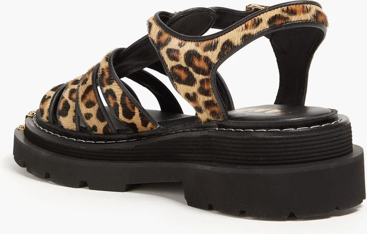 Leopard-print calf hair sandals - Image 3