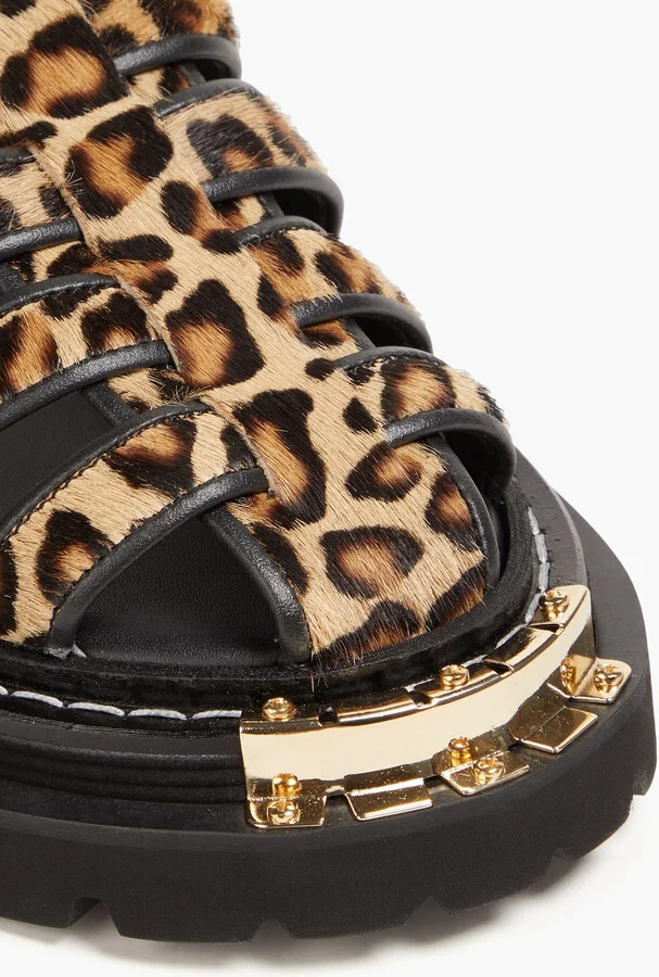 Leopard-print calf hair sandals - Image 4