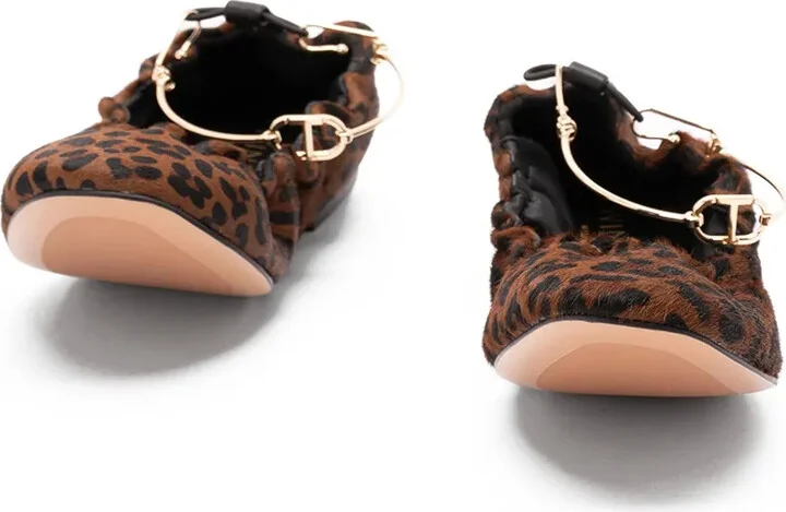 Leopard-Print Chain-Embellished Ballet Flats - Image 2