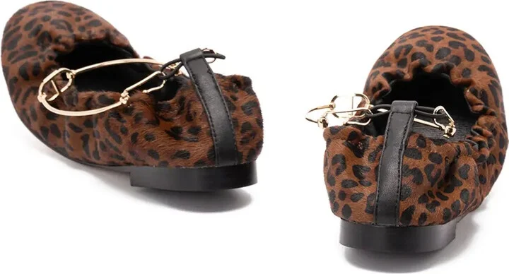 Leopard-Print Chain-Embellished Ballet Flats - Image 3