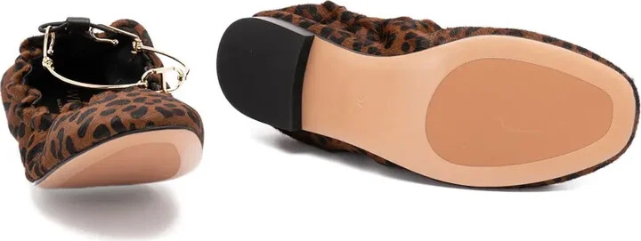 Leopard-Print Chain-Embellished Ballet Flats - Image 4