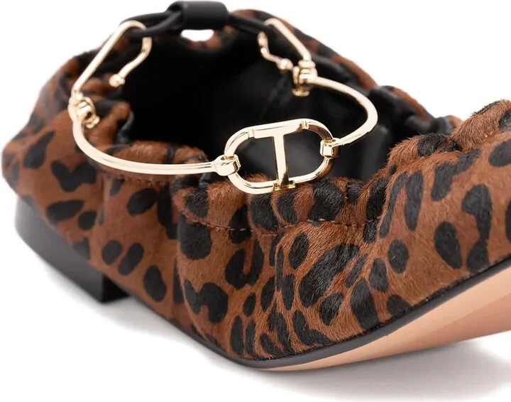 Leopard-Print Chain-Embellished Ballet Flats - Image 5