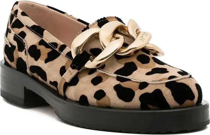 Leopard-Print Chain-Link Loafers - Image 2