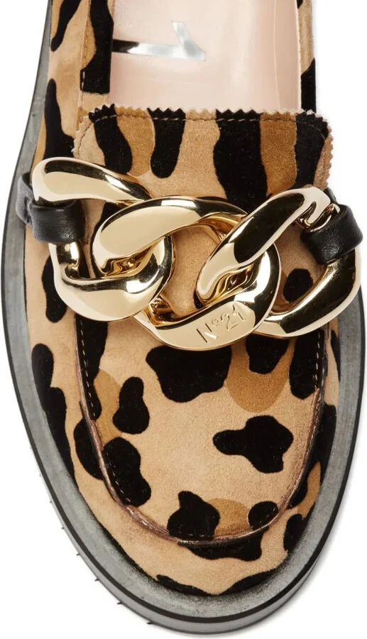 Leopard-Print Chain-Link Loafers - Image 5