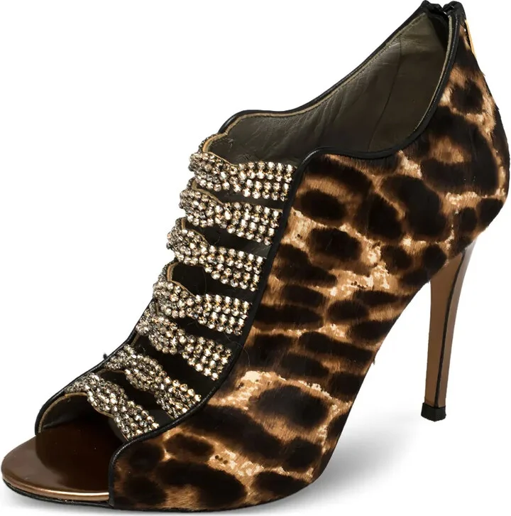 Leopard-Print Crystal Sandals - Image 2