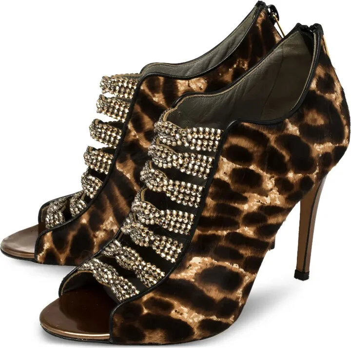 Leopard-Print Crystal Sandals - Image 3