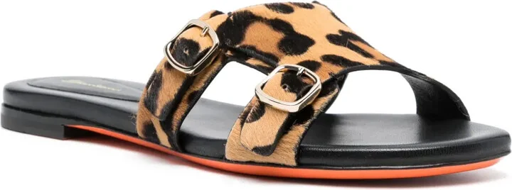 Leopard-Print Double-Buckle Slides - Image 2