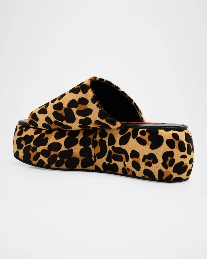 Leopard-Print Faux Fur Platform Sandals - Image 3