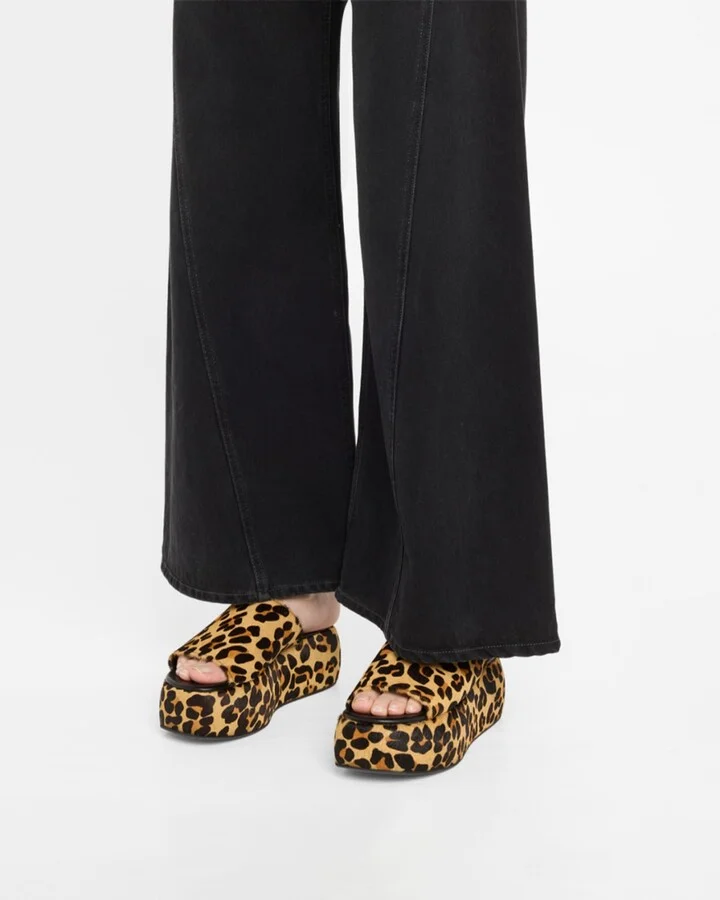Leopard-Print Faux Fur Platform Sandals - Image 4