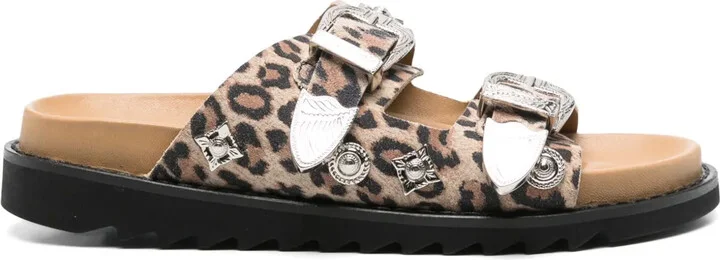 Leopard-Print Flat Sandals