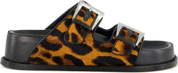 Leopard-Print Flat Sandals
