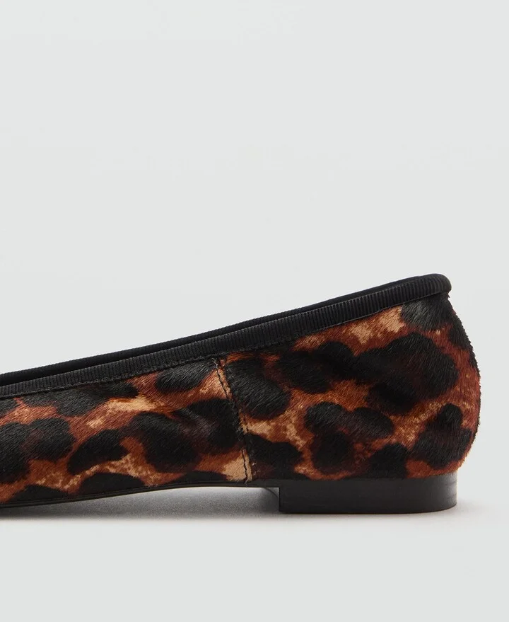 Leopard Print Genuine Calf Hair Ballerina Flat - Image 3
