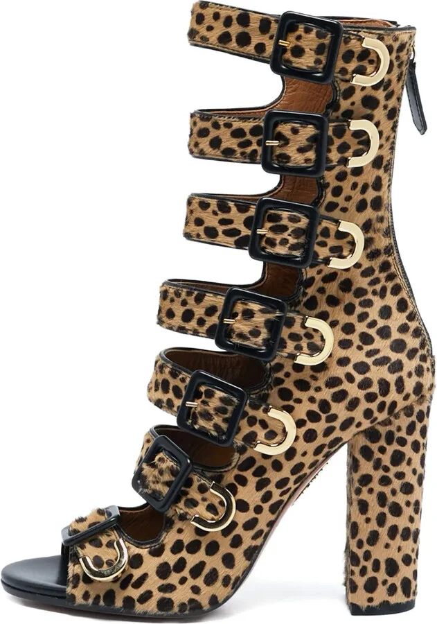 Leopard-Print Heeled Sandals