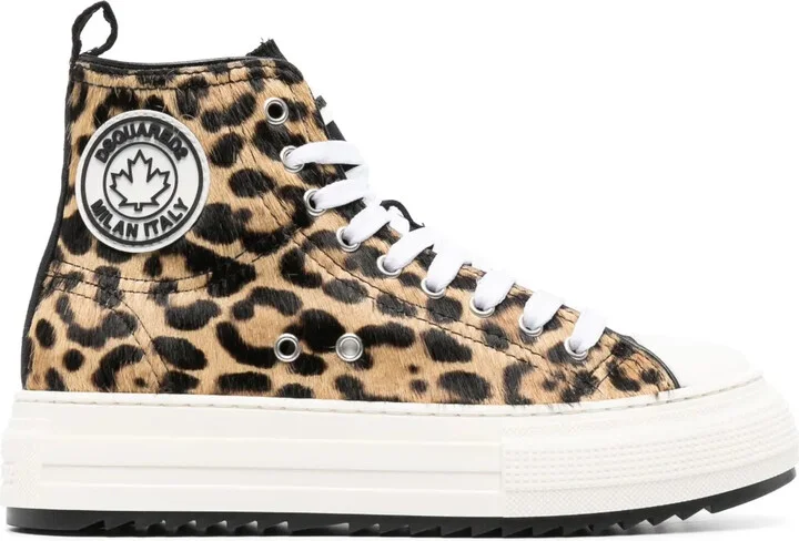 Leopard-Print High-Top Sneakers