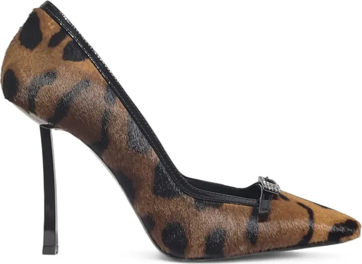 Leopard-Print Jewel-Embellished Pumps