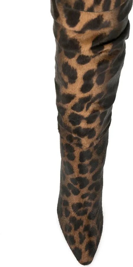 Leopard Print Knee-Length Boots - Image 4
