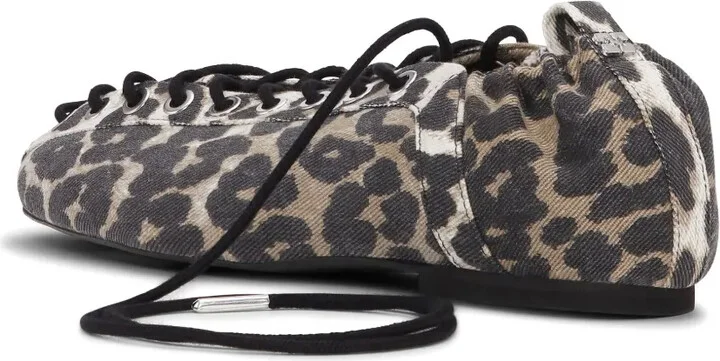 Leopard-Print Lace-Up Ballet Flats - Image 3