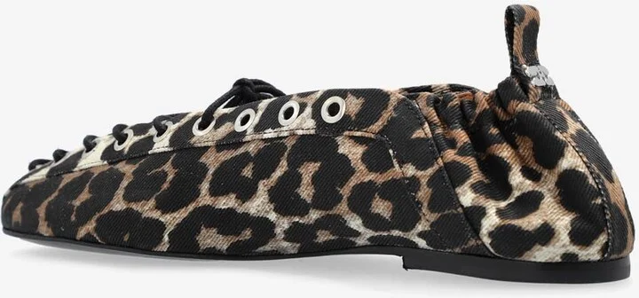 Leopard Print Lace-Up Ballet Flats - Image 2