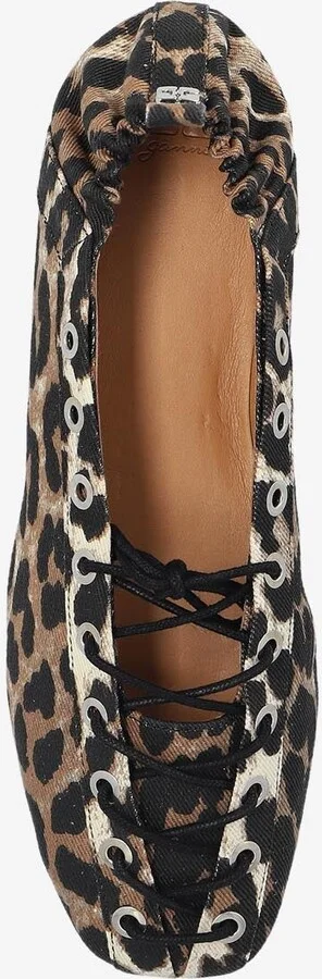 Leopard Print Lace-Up Ballet Flats - Image 3
