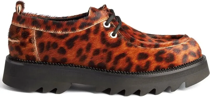 Leopard-Print Lace-Up Platform Shoes