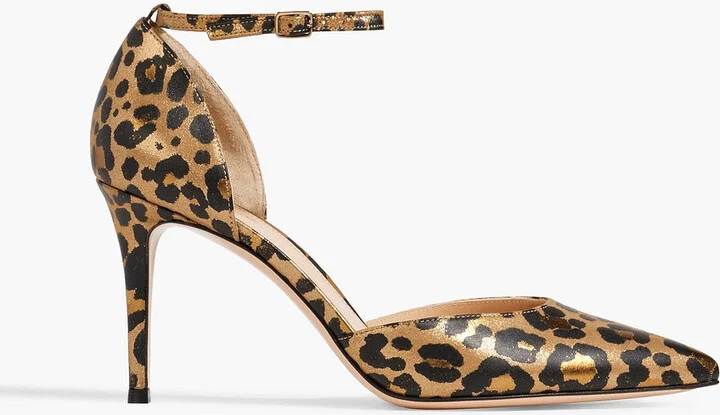 Leopard-print lamé pumps