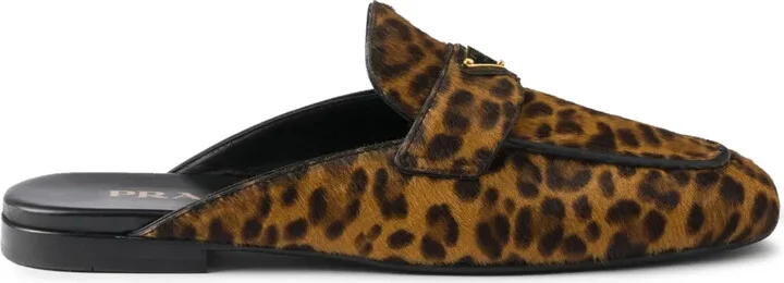 Leopard-Print Leather Mules