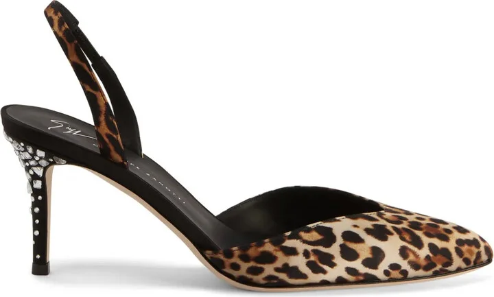 Leopard-Print Leather Pumps
